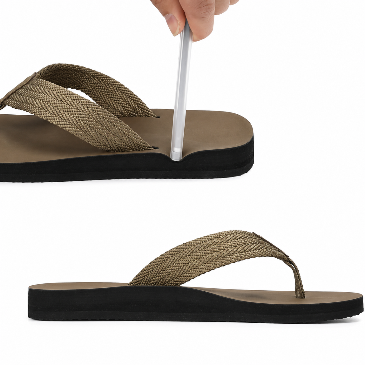 Men’s Green Flip Flops, Casual Slip-On Thong Sandals