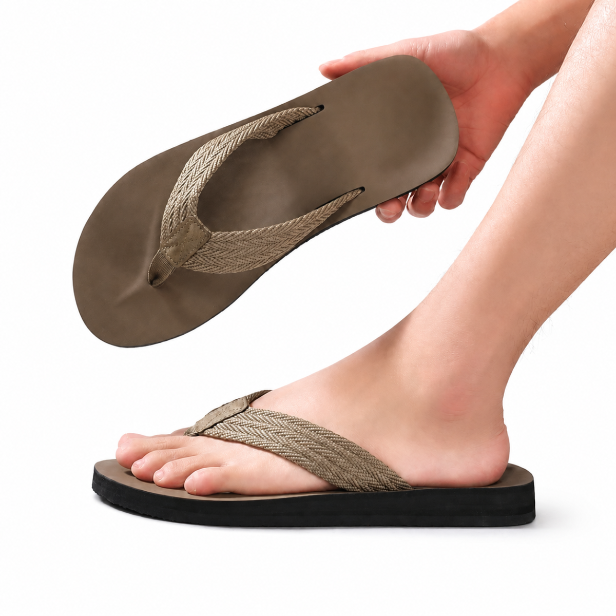 Men’s Green Flip Flops, Casual Slip-On Thong Sandals