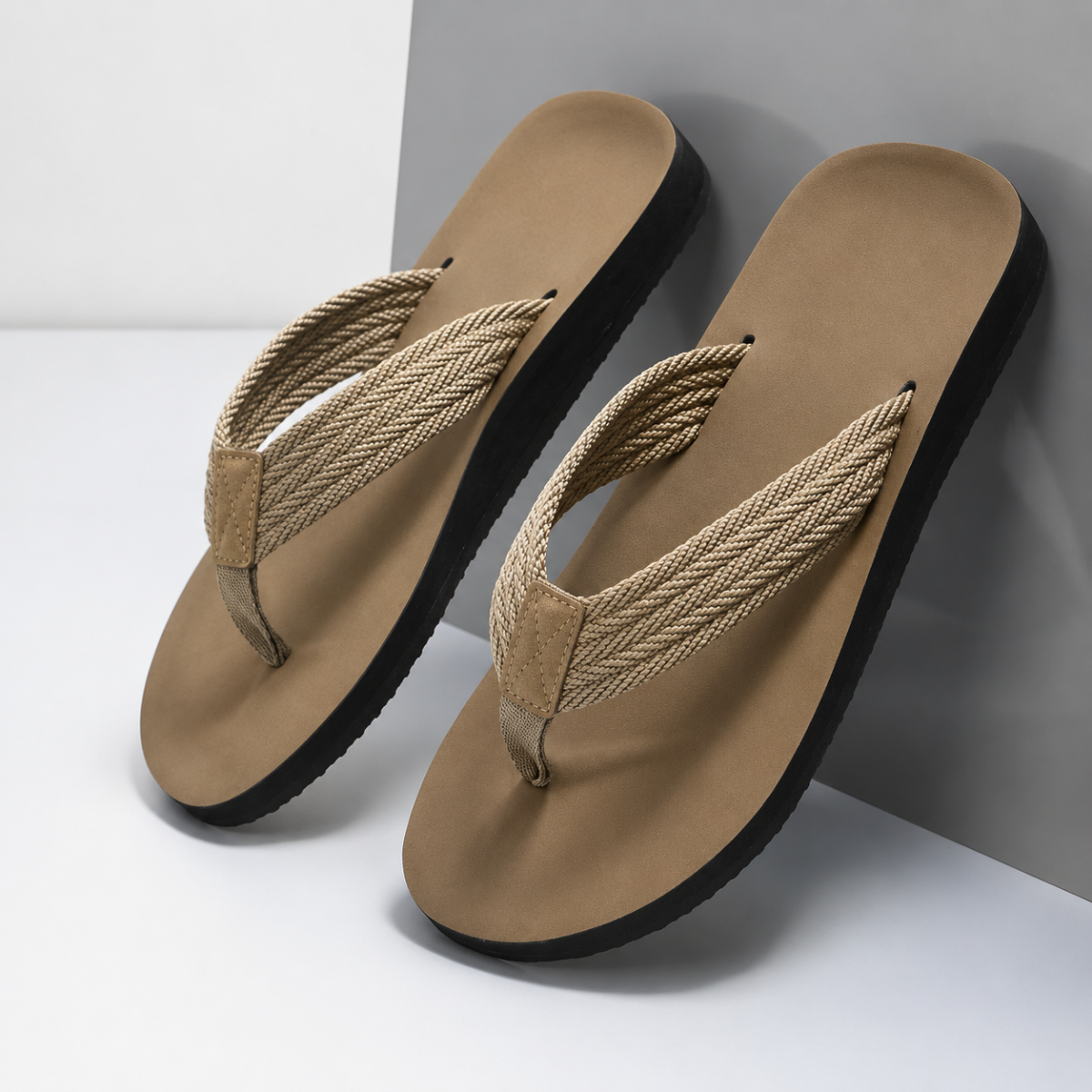 Men’s Green Flip Flops, Casual Slip-On Thong Sandals