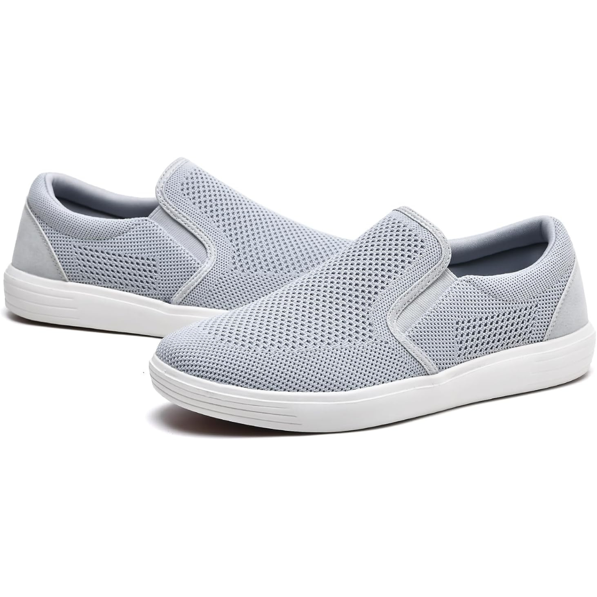 Men’s Light Grey Slip-On Trainers, Casual Mesh Walking Shoes