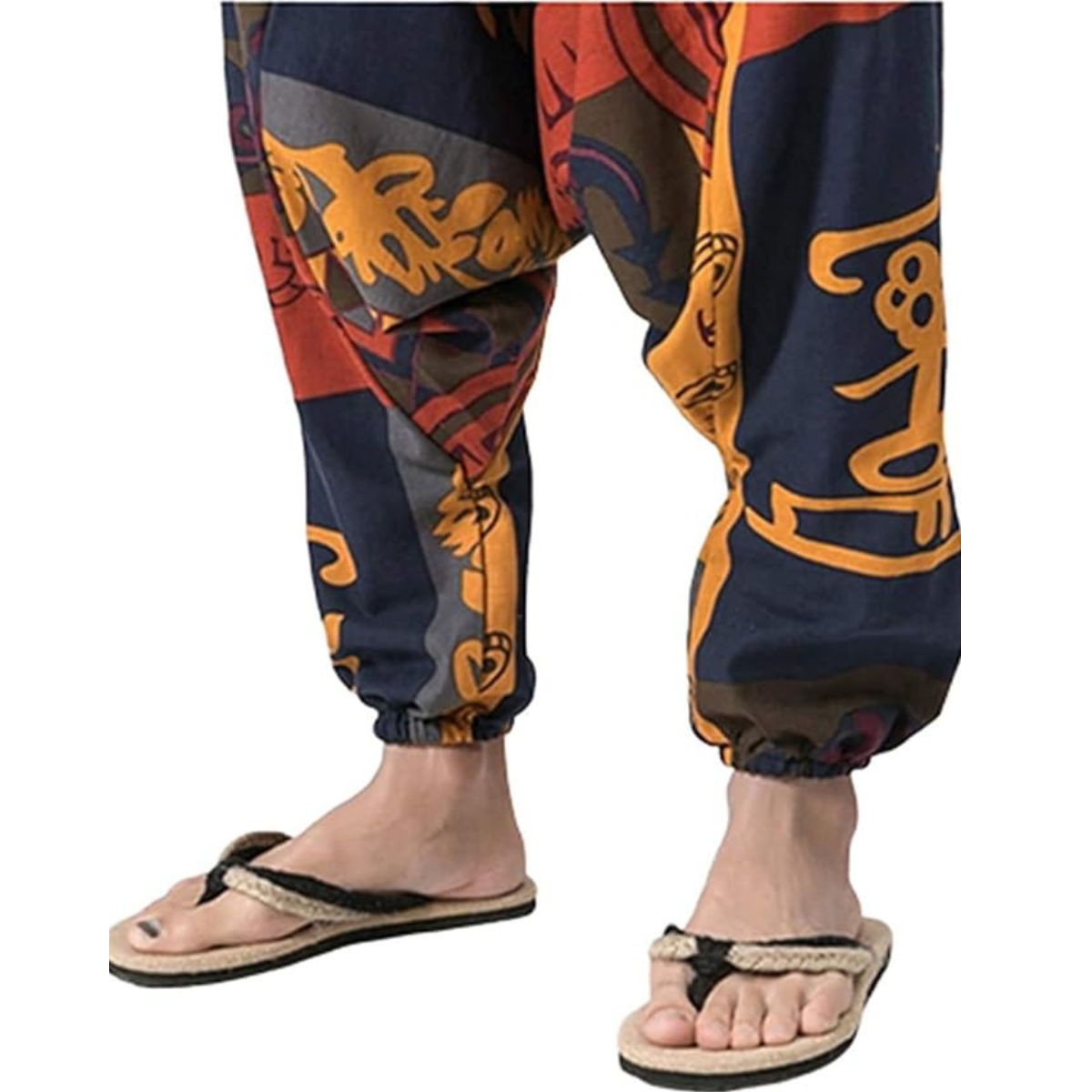 Men’s Multicolour Harem Pants, Wide Leg Drawstring Casual Trousers