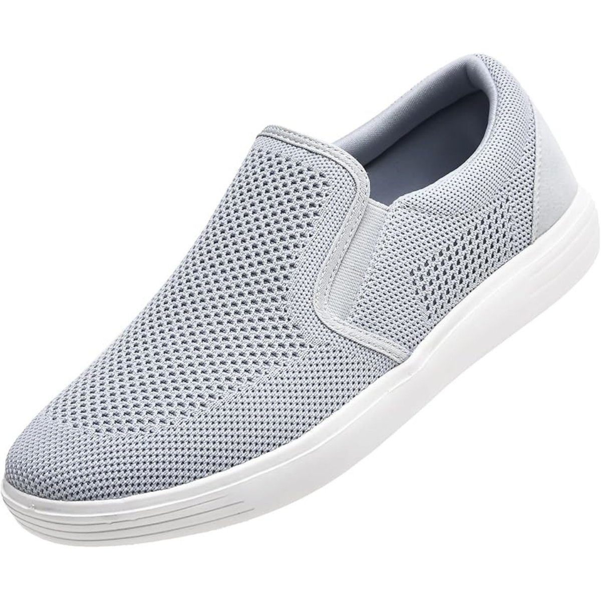 Men’s Light Grey Slip-On Trainers, Casual Mesh Walking Shoes